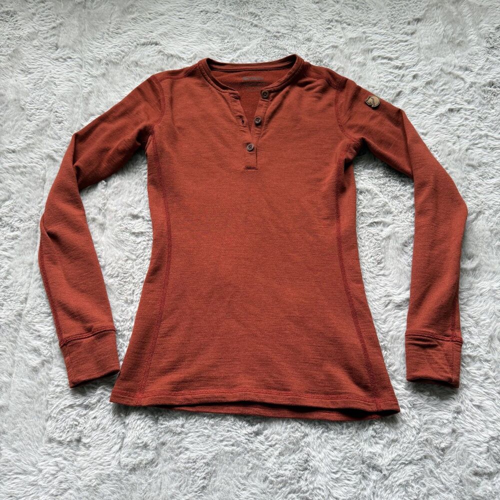 FJÄLLRÄVEN WOMENS LAPPLAND MERINO HENLEY LONG SLEEVE WOOL SHIRT XS